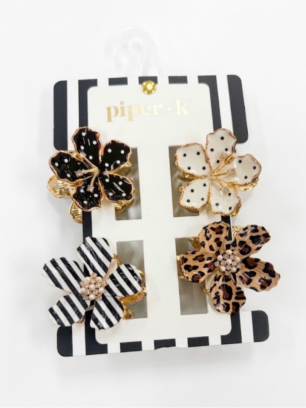 NWT ⚜️🖤⚜️ Piper K Enamel Flower Hair Claw Clip Set of 4